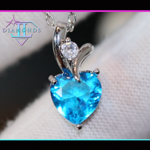 Blue Diamond Heart Pendant