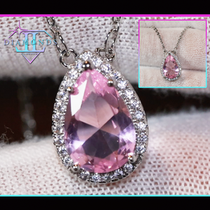 Pink Diamond Necklace | Teardrop Necklace | Pear Shape Necklace