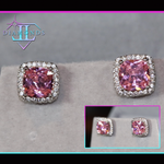 womens pink diamond ear studs