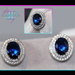 Blue sapphire diamond ear studs