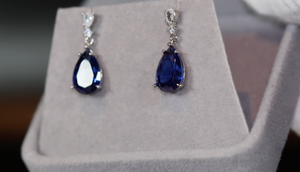 SAPPHIRE BLUE EARRINGS | BLUE DIAMOND EARRINGS