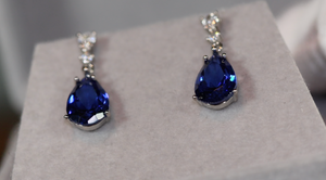 SAPPHIRE BLUE EARRINGS | BLUE DIAMOND EARRINGS