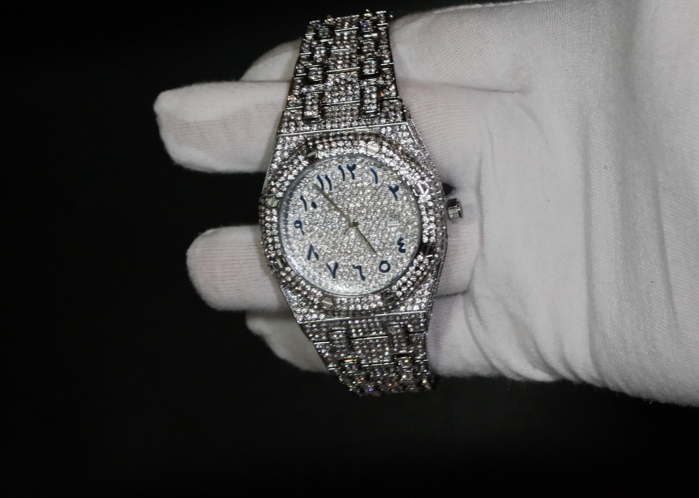 Mens Moissanite diamond hip hop watch