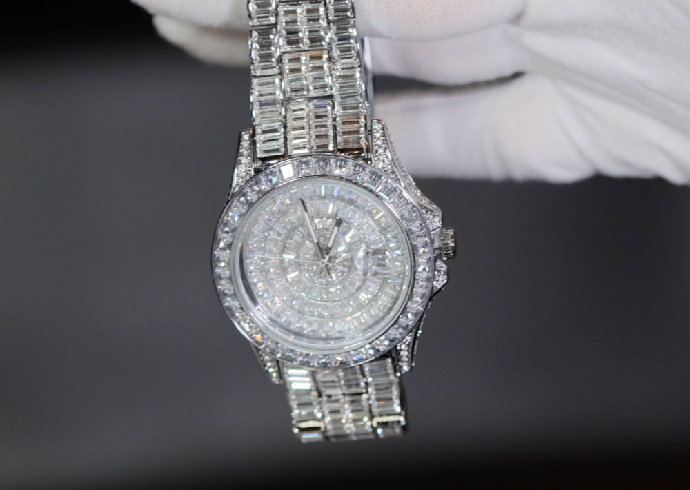 moissanite baguette diamond watch