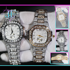 Mens Hip Hop Baguette Diamond Watch