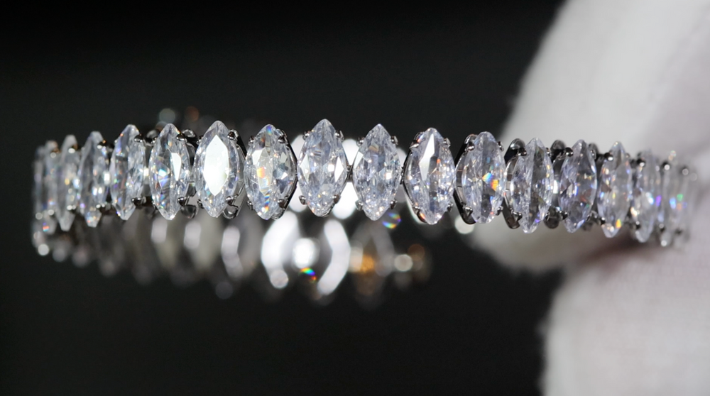 Marquise Diamond Bangle | Womens Marquise Diamond Bracelet | Silver Diamond Bracelets