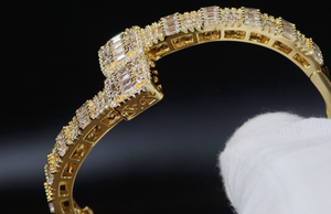 Gold Bracelet | Iced Out Bracelet | Gold Baguette Diamond Bracelet