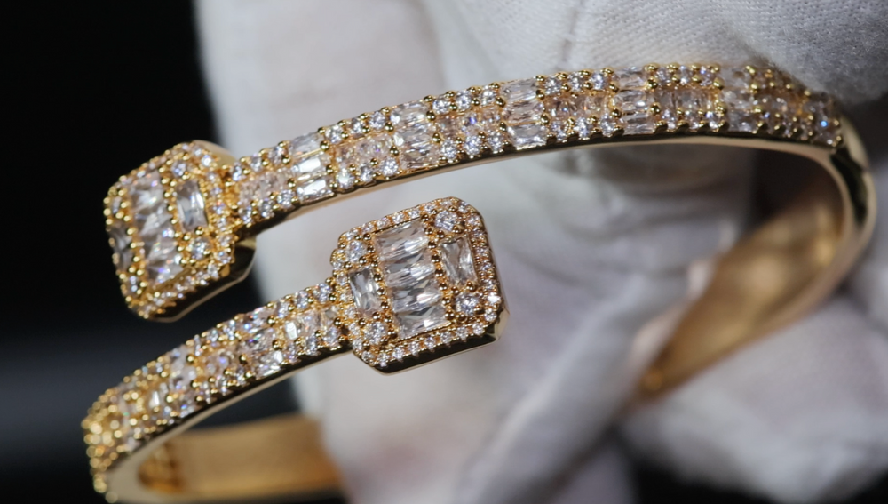 
            
                Load image into Gallery viewer, Baguette Diamond Bangle
            
        
