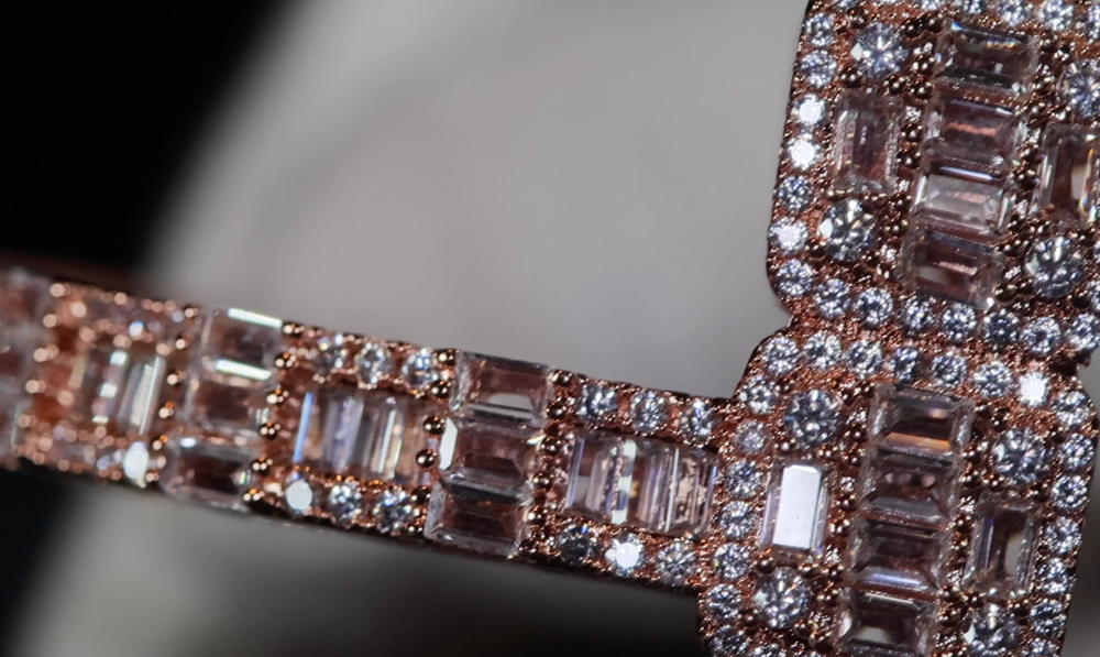 Rose Gold Baguette Cut Diamond Bracelet | Iced Out Bracelet | Baguette Bangle