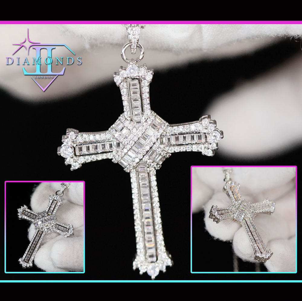 baguette cross necklace