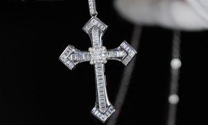 Iced Out Cross Pendant | Silver Baguette Diamond Cross Pendant