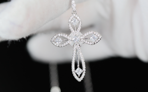 Womens Diamond Cross Pendant | Silver Cross Necklace Women