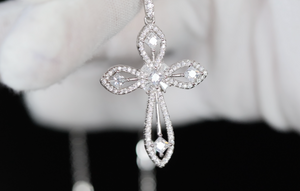 Womens Diamond Cross Pendant | Silver Cross Necklace Women