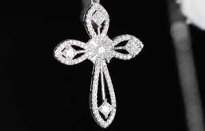 Womens Diamond Cross Pendant | Silver Cross Necklace Women