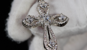 Womens Diamond Cross Pendant | Silver Cross Necklace Women