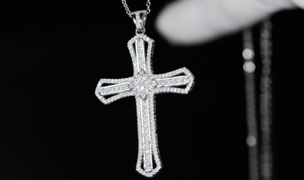 Silver Diamond Cross Pendant | Silver Cross Pendant