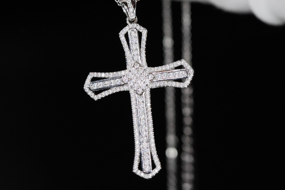 Silver Diamond Cross Pendant | Silver Cross Pendant