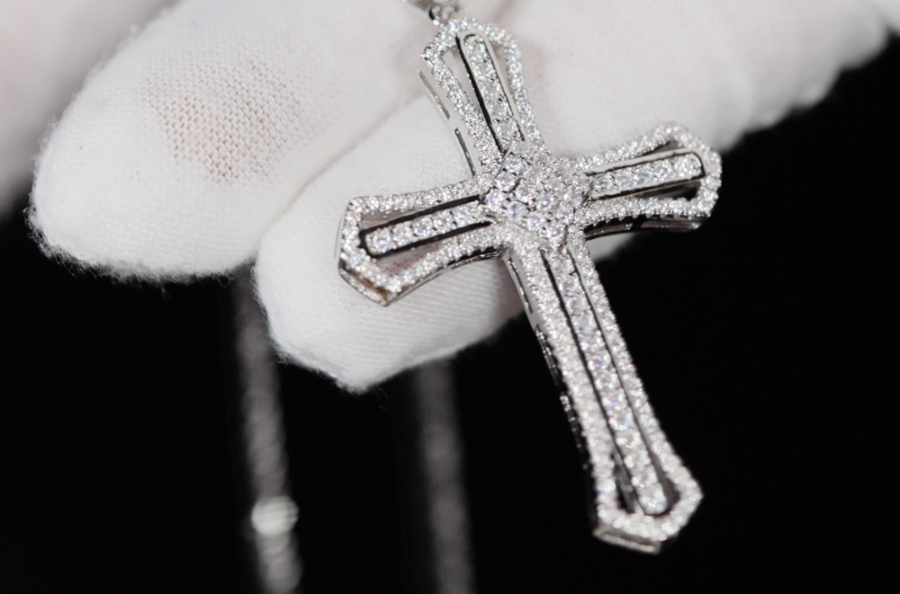 Silver Diamond Cross Pendant | Silver Cross Pendant