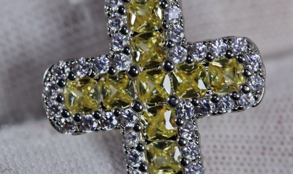 Yellow Diamond Cross Pendant, Diamond cross pendant, Cross pendant, Yellow cross pendant