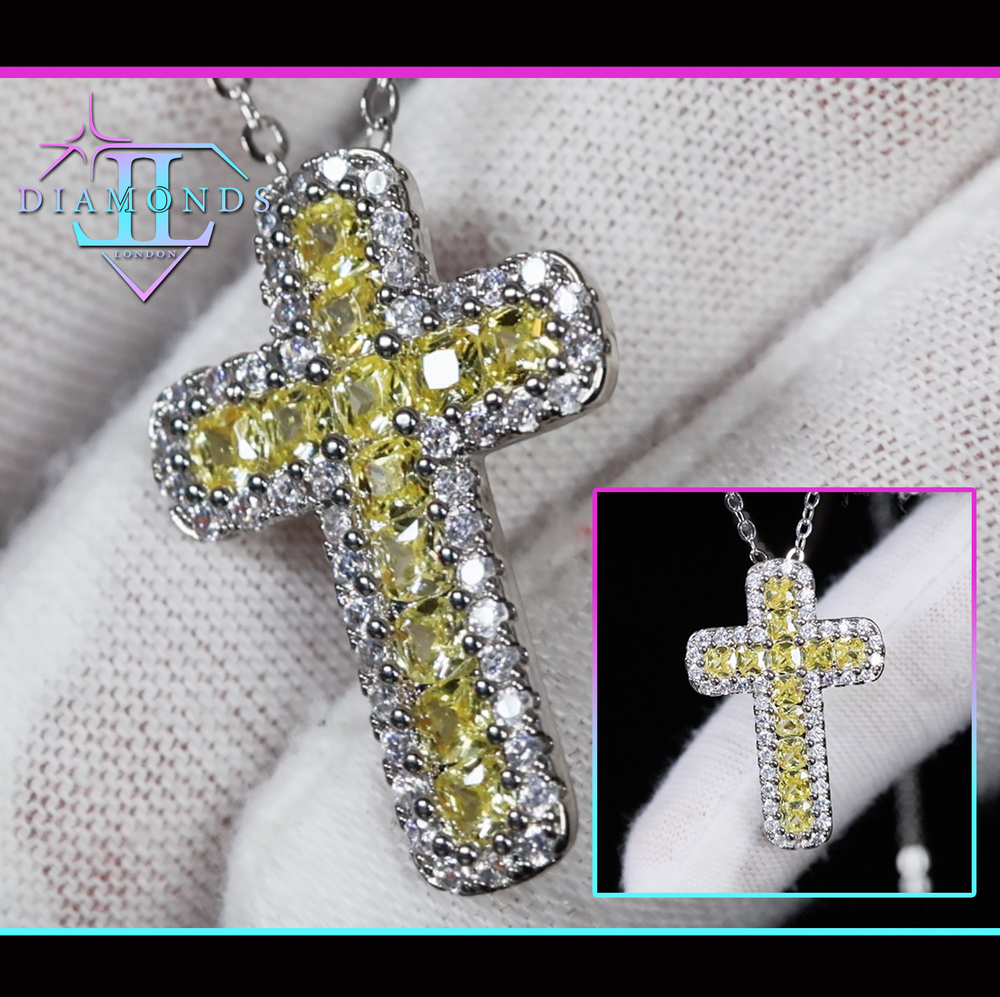 Yellow Diamond Cross Pendant