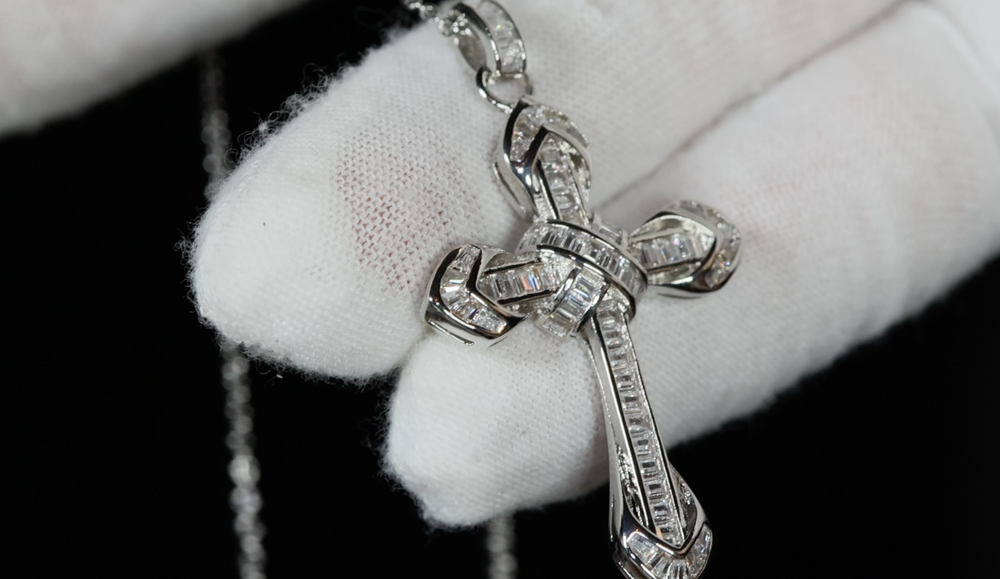 Baguette Cross Pendant Men | Womens Baguette Diamond Cross Pendant