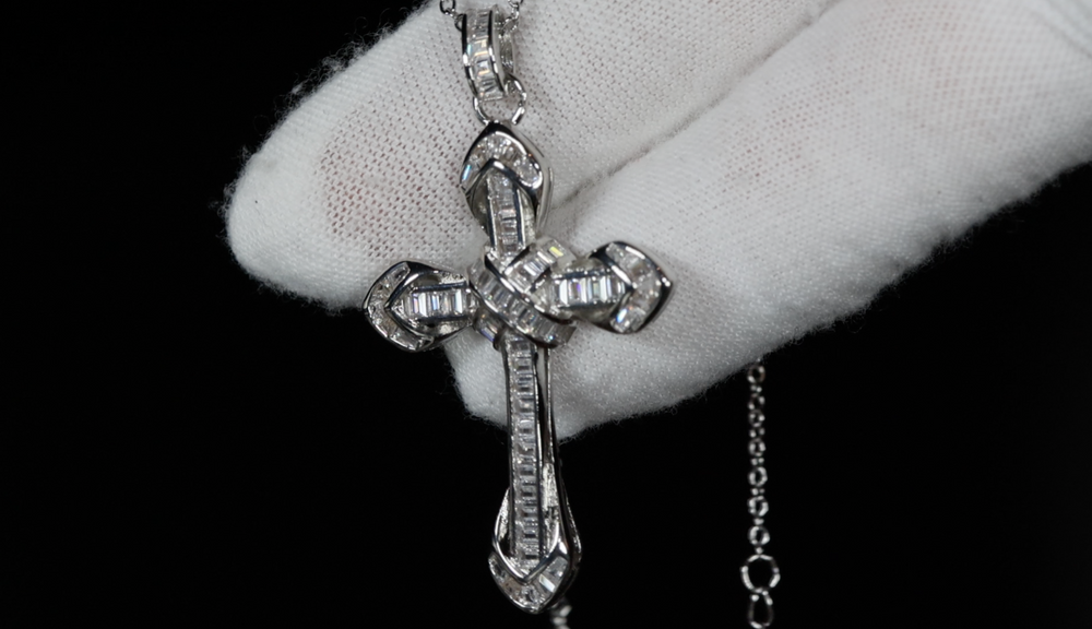 Baguette Cross Pendant Men | Womens Baguette Diamond Cross Pendant