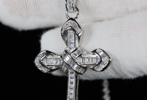 Baguette Cross Pendant Men | Womens Baguette Diamond Cross Pendant