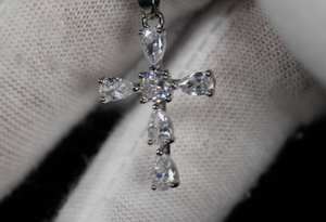 Small Silver Diamond Cross | Womens Diamond Cross Pendant