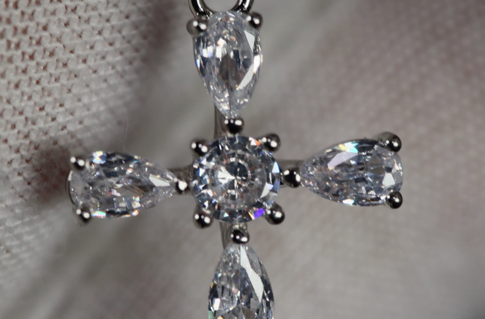 Small Silver Diamond Cross | Womens Diamond Cross Pendant