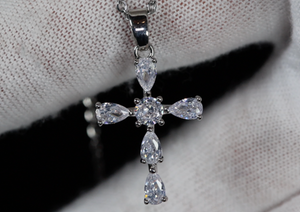 Small Silver Diamond Cross | Womens Diamond Cross Pendant