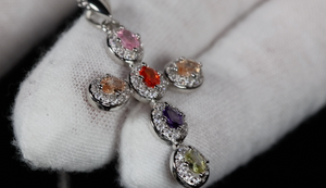 Rainbow Diamond Cross Pendant | Coloured Diamond Cross Pendant