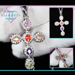 Rainbow Diamond Cross Pendant 