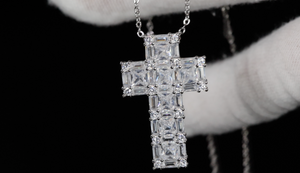 Baguette Cross Necklace | Cross Pendant and Necklace | Baguette Diamond Cross Pendant