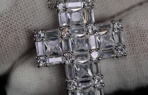 Baguette Cross Necklace | Cross Pendant and Necklace | Baguette Diamond Cross Pendant