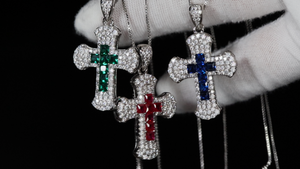 Red Diamond Cross Pendant, Blue Diamond Cross Pendant, Green Diamond Cross Pendant