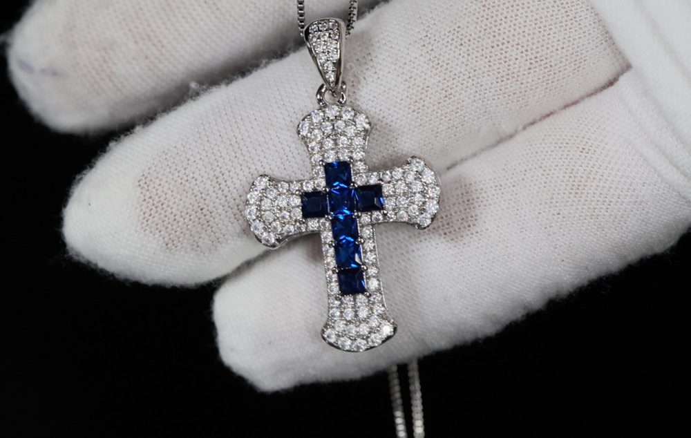 Red Diamond Cross Pendant, Blue Diamond Cross Pendant, Green Diamond Cross Pendant