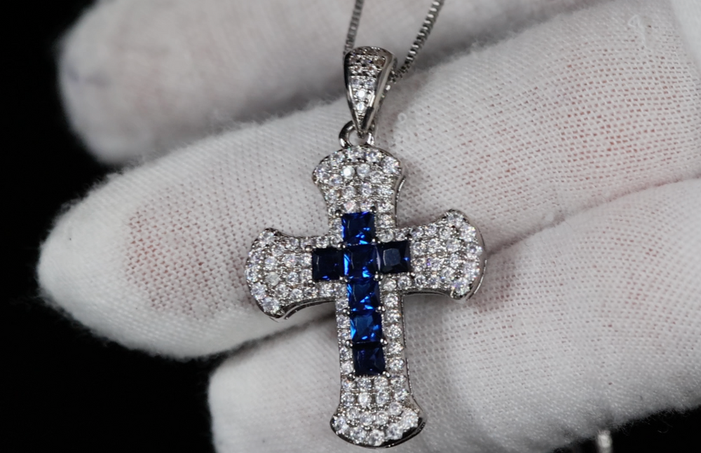 Red Diamond Cross Pendant, Blue Diamond Cross Pendant, Green Diamond Cross Pendant