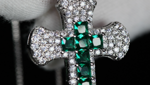 Red Diamond Cross Pendant, Blue Diamond Cross Pendant, Green Diamond Cross Pendant