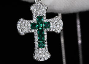 Red Diamond Cross Pendant, Blue Diamond Cross Pendant, Green Diamond Cross Pendant