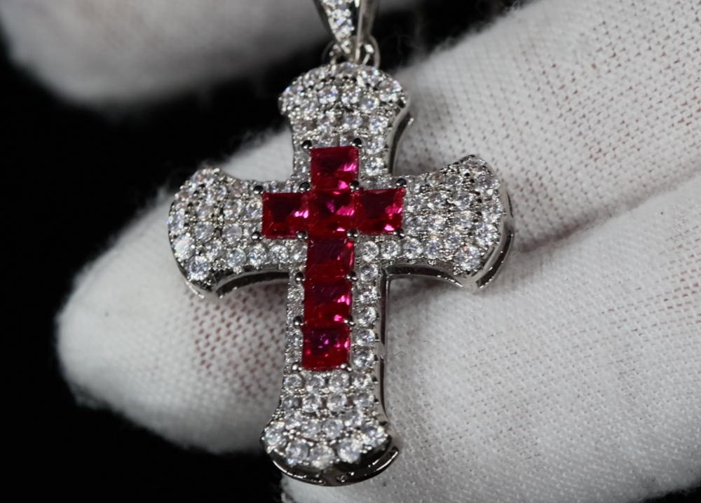 Red Diamond Cross Pendant, Blue Diamond Cross Pendant, Green Diamond Cross Pendant