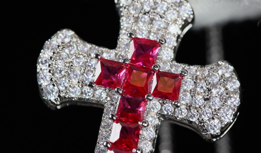 Red Diamond Cross Pendant, Blue Diamond Cross Pendant, Green Diamond Cross Pendant