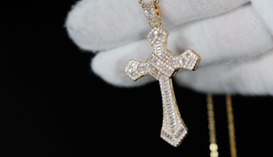 Gold Diamond Cross Pendant | Gold Iced Out Cross Pendant