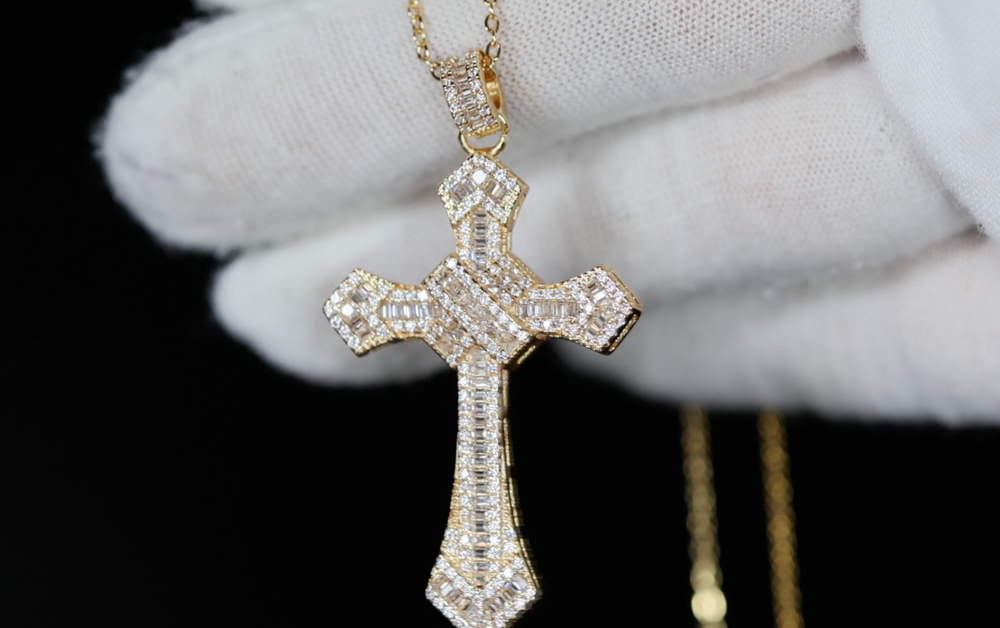 Gold Diamond Cross Pendant | Gold Iced Out Cross Pendant