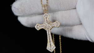 Gold Diamond Cross Pendant | Gold Iced Out Cross Pendant