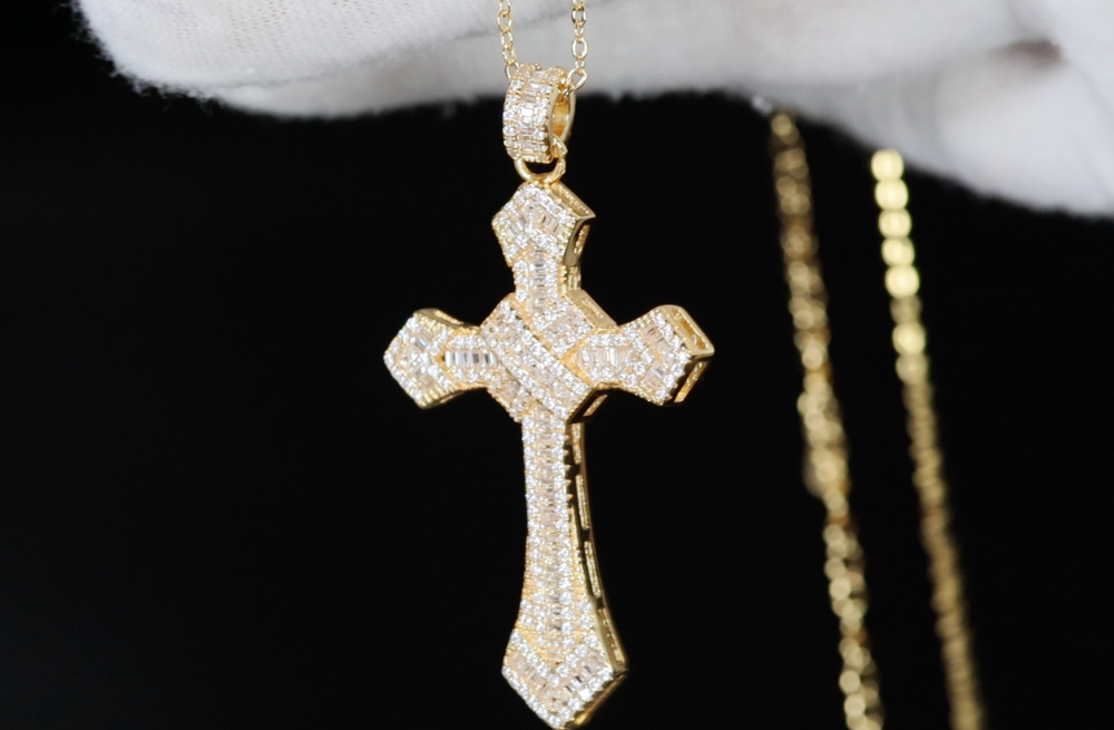 Gold Diamond Cross Pendant | Gold Iced Out Cross Pendant