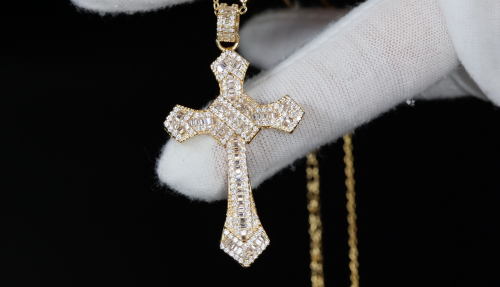 Gold Diamond Cross Pendant | Gold Iced Out Cross Pendant