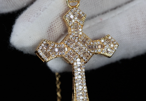 Gold Diamond Cross Pendant | Gold Iced Out Cross Pendant