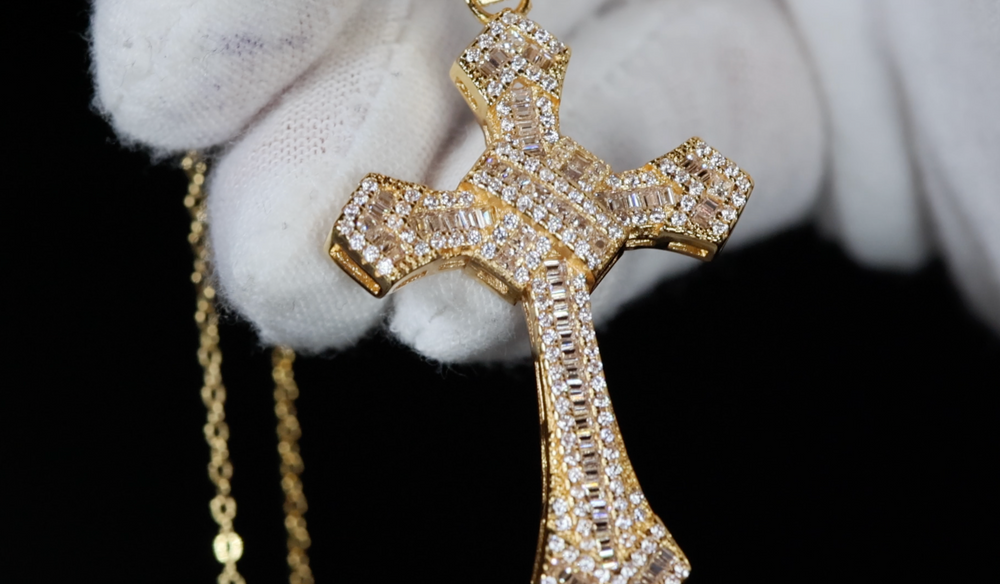 Gold Diamond Cross Pendant | Gold Iced Out Cross Pendant