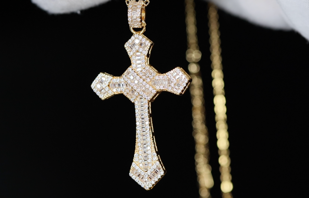 Gold Diamond Cross Pendant | Gold Iced Out Cross Pendant