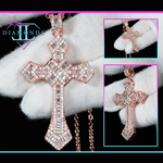 Rose gold baguette cross necklace